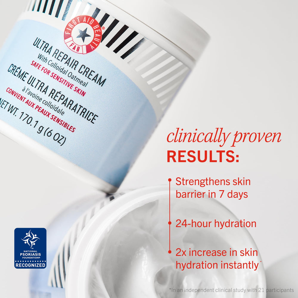 Crema de reparación intensiva para rostro y cuerpo con hidratación amplia de First Aid Beauty.