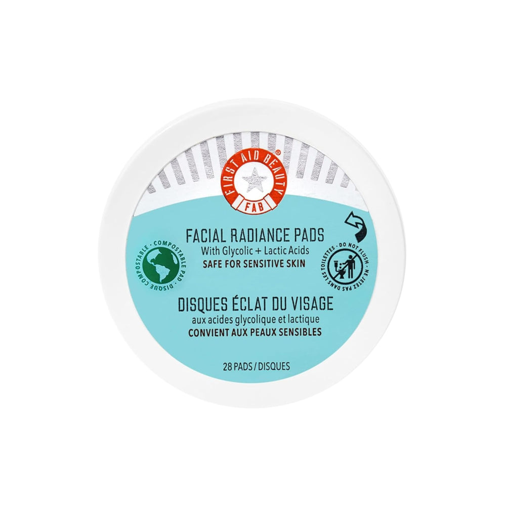 First Aid Beauty envase de discos exfoliantes para exfoliación diaria y cuidado de la piel