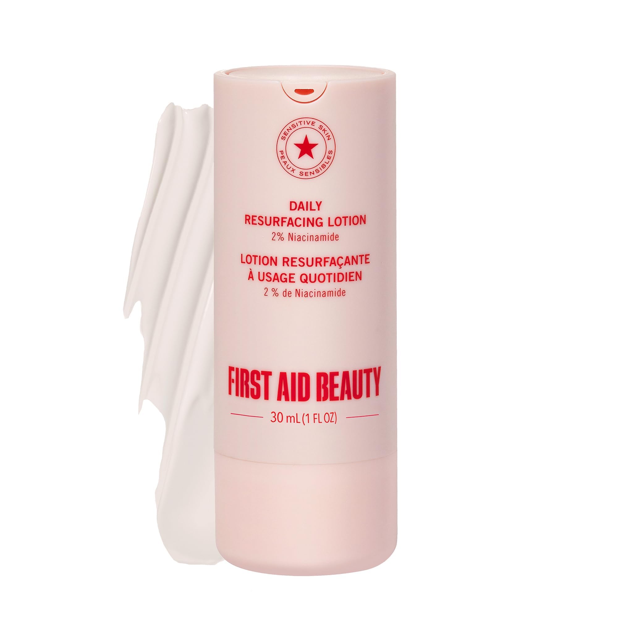 First Aid Beauty loción ácido láctico para piel propensa al acné, retexturiza suavemente.