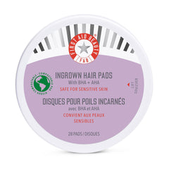 First Aid Beauty pastilles visage après rasage, aide potentielle à prévenir poils incarnés.