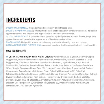 Emballage et soin nocturne de First Aid Beauty Ultra Repair Hydra-Firm Night Cream