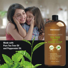 First Botany aceites esenciales de árbol de té y menta, aroma refrescante.