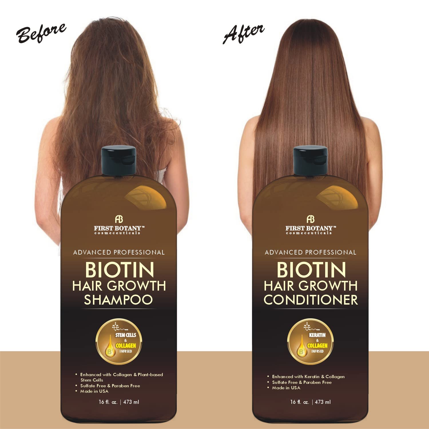 First Botany Biotina Acondicionador, cabello brilloso y tacto sedoso.