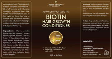 First Botany Biotina, uso diario, cabello más manejable y resistente.