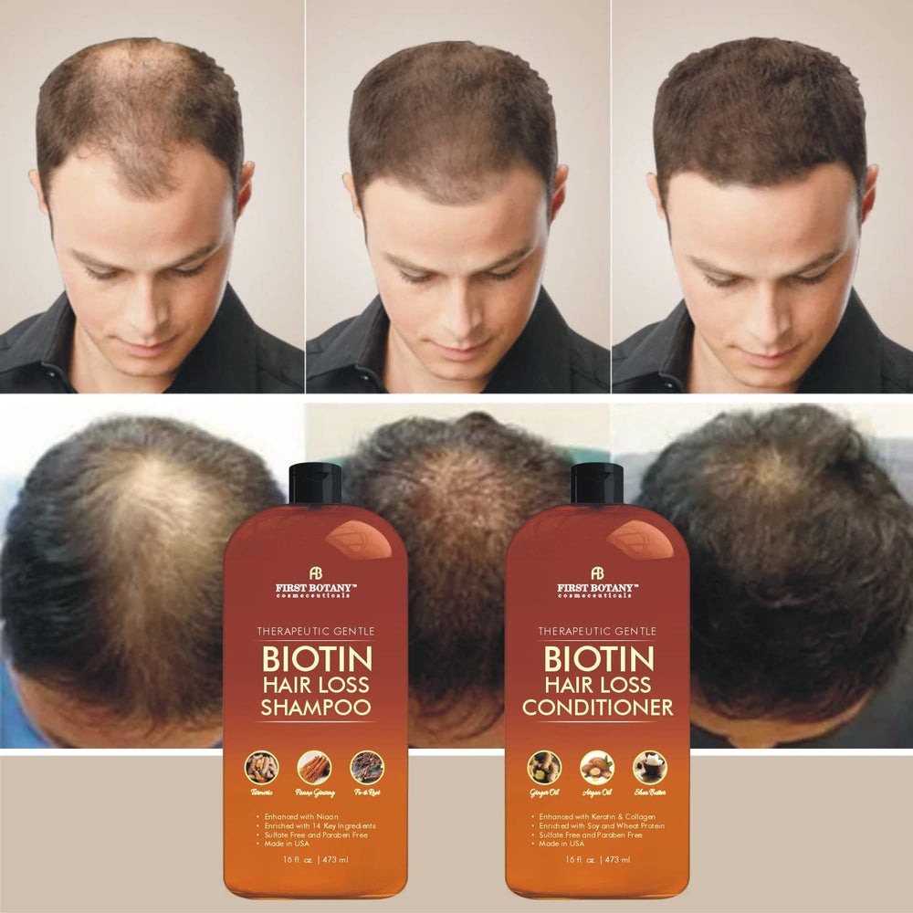 Bloqueurs DHT First Botany, flacon, soutiennent l’apparence saine des cheveux.