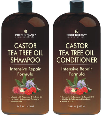 First Botany champú Ricino y Árbol de Té en botella para cabello con aspecto más grueso