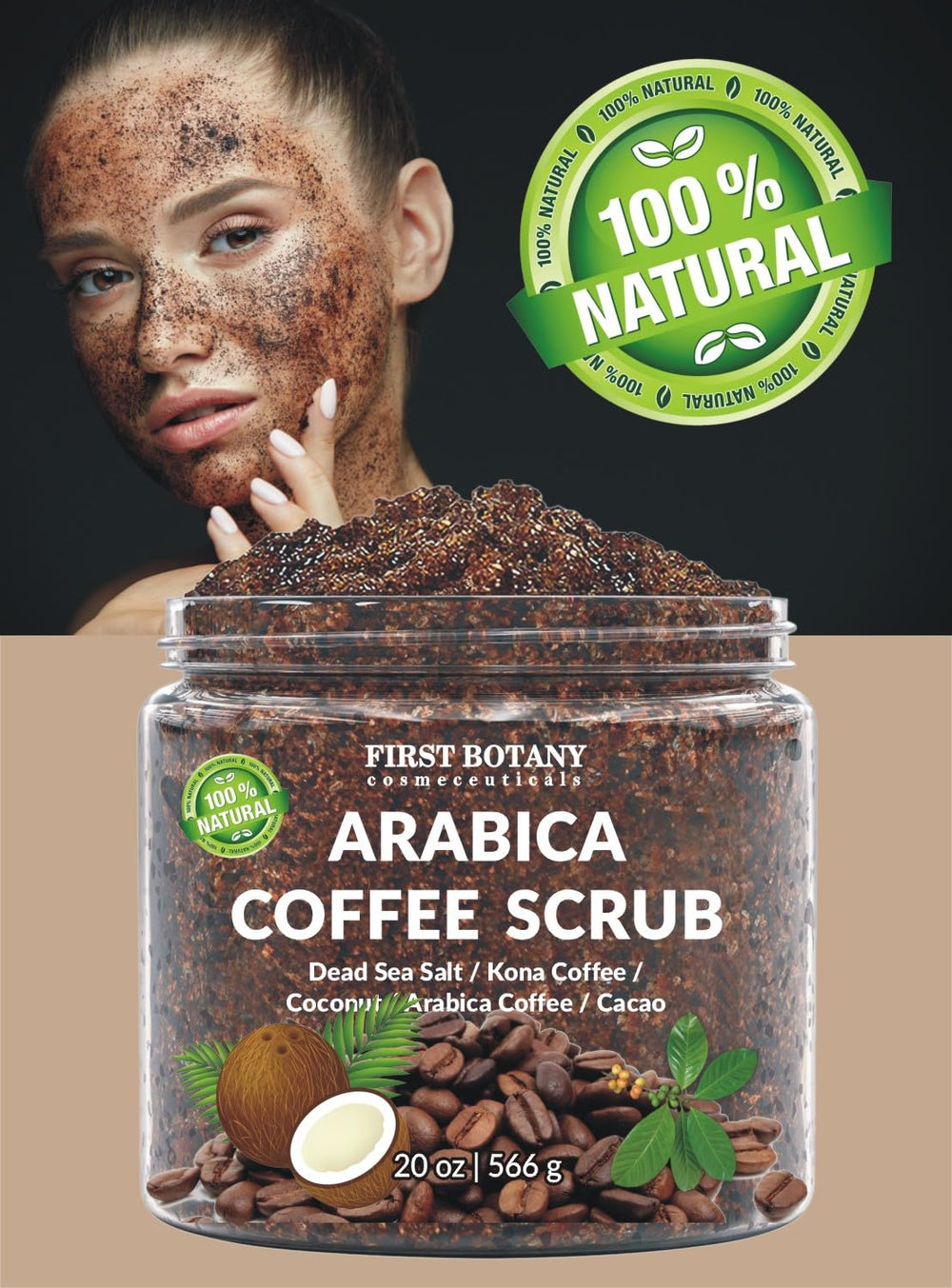 Textura suave del exfoliante de café, coco y karité para exfoliar con suavidad.