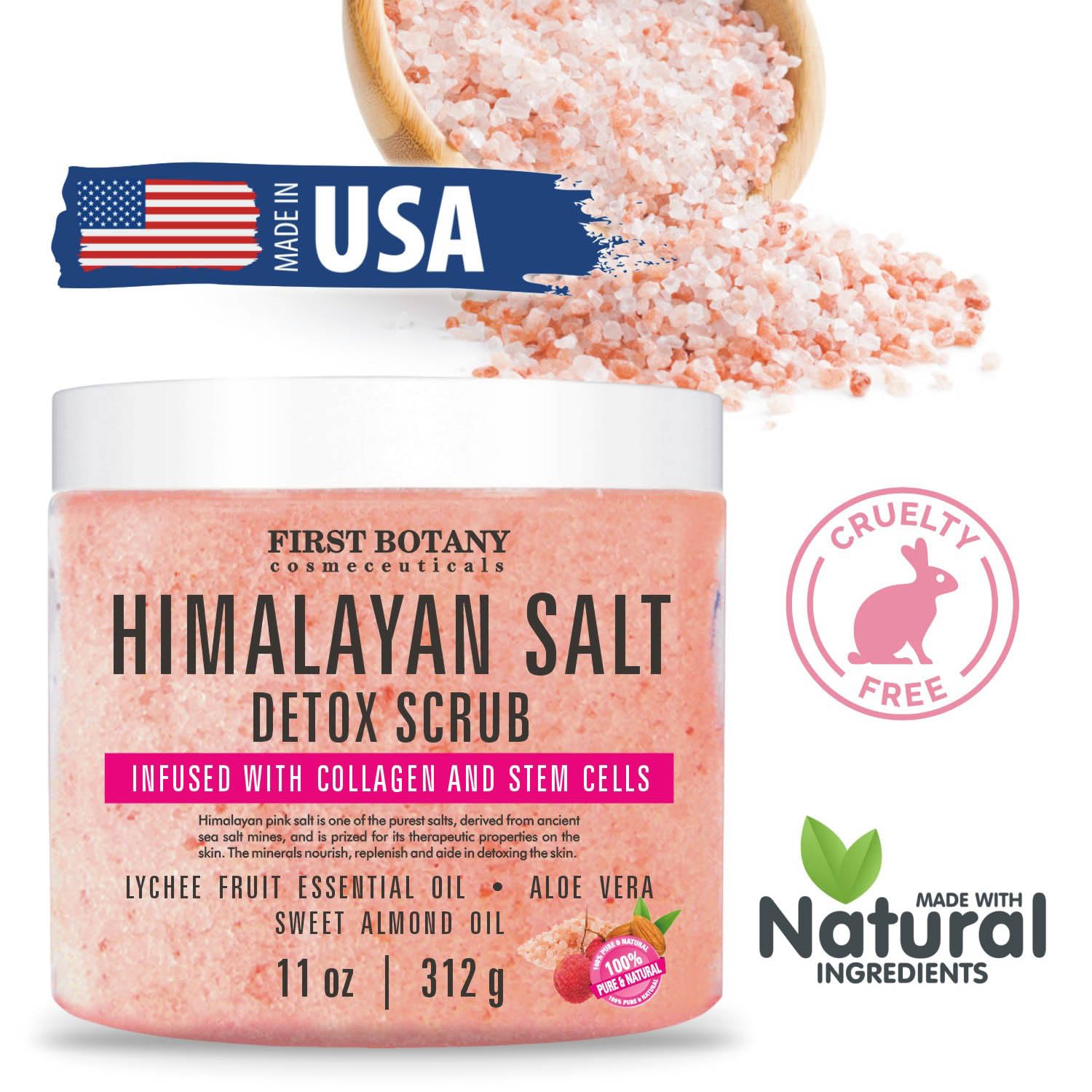 First Botany exfoliante para rostro con colágeno y células madre, textura más uniforme.