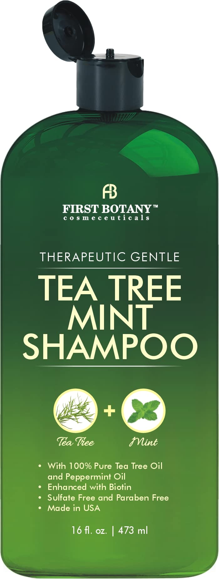 First Botany Champú de Árbol de Té: botella de 16 oz para limpieza suave.