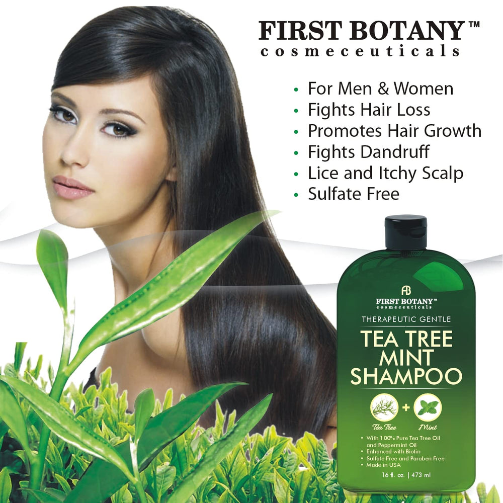 First Botany Champú de Árbol de Té: ingredientes naturales libres de sulfatos y parabenos.