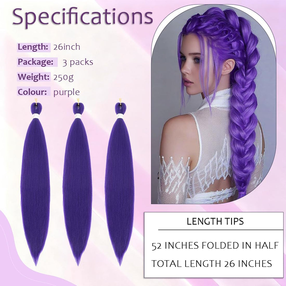 Textura suave similar al cabello humano para acabado natural en púrpura