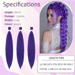 Textura suave similar al cabello humano para acabado natural en púrpura