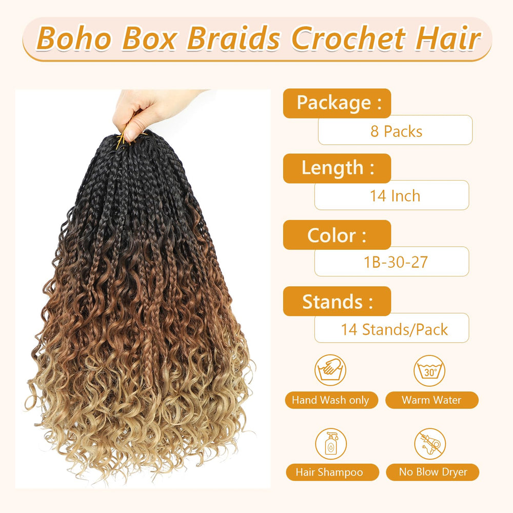 FIRSTCYH HAIR trenzas diosas en caja con extremos rizados para estilo bohemio