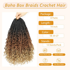 FIRSTCYH HAIR trenzas diosas en caja con extremos rizados para estilo bohemio