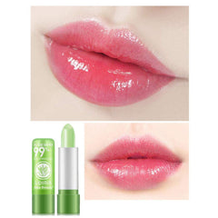 Firstfly brillo labial Aloe Vera color cambiante con acabado luminoso.