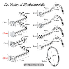 Firstomato set de 9 aros nasales, regalo práctico