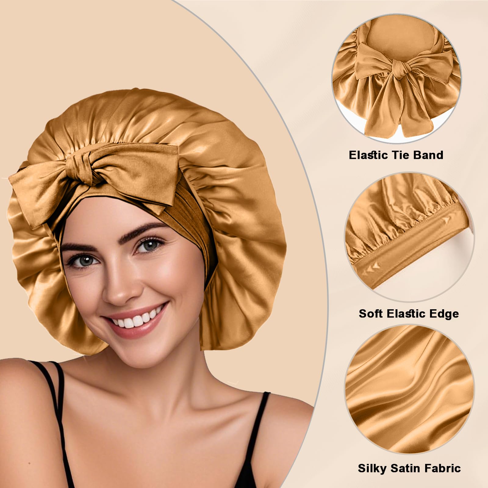 FIRSTPELLA bonete satén, uso durante la noche para cabello liso o rizado conservando humedad.