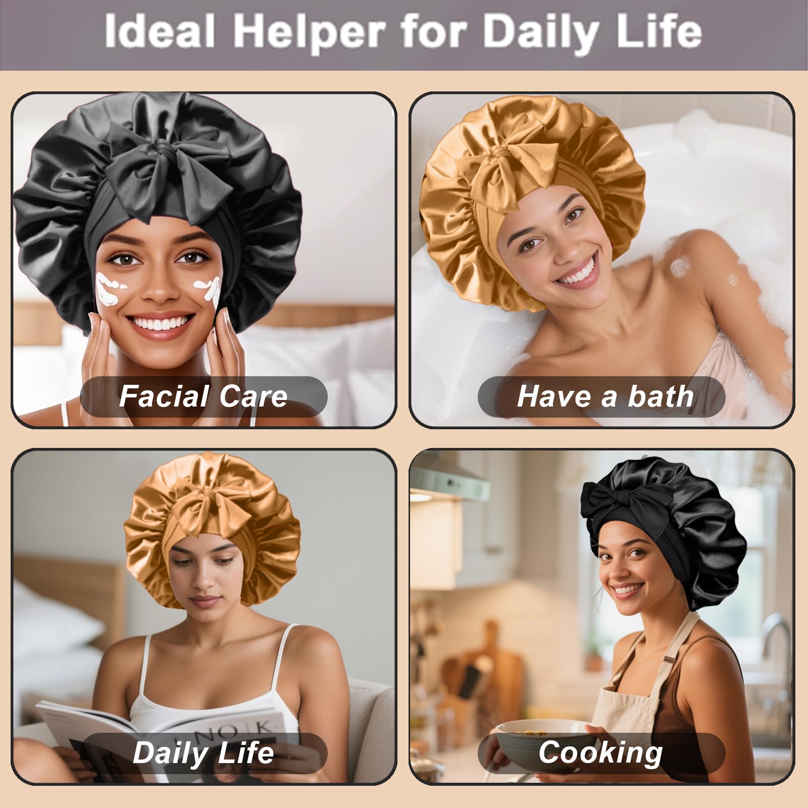 FIRSTPELLA bonete satén para cabello rizado, evita enredos y frizz al dormir.