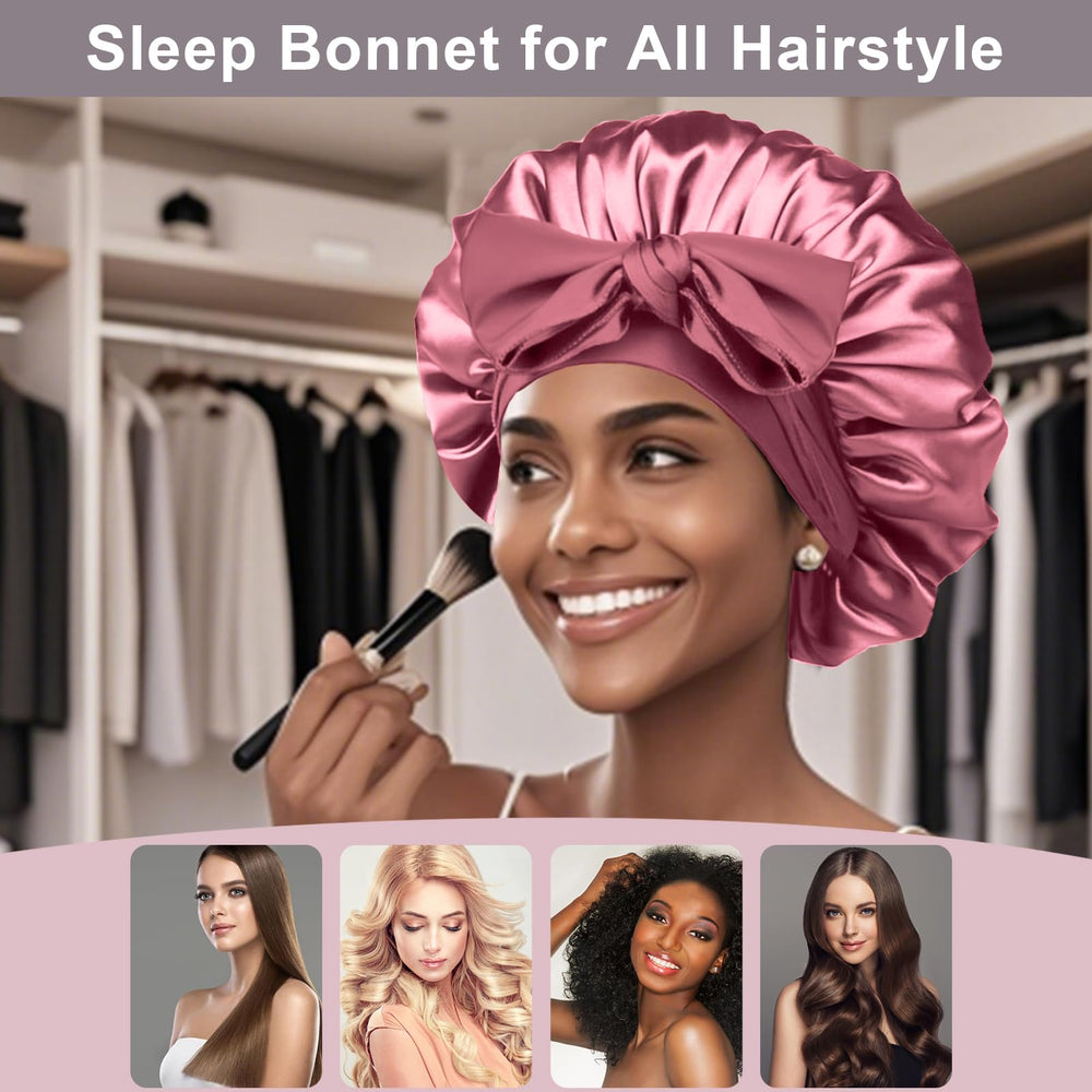 FIRSTPELLA bonete seda negro con cobertura total para cabello rizado y liso