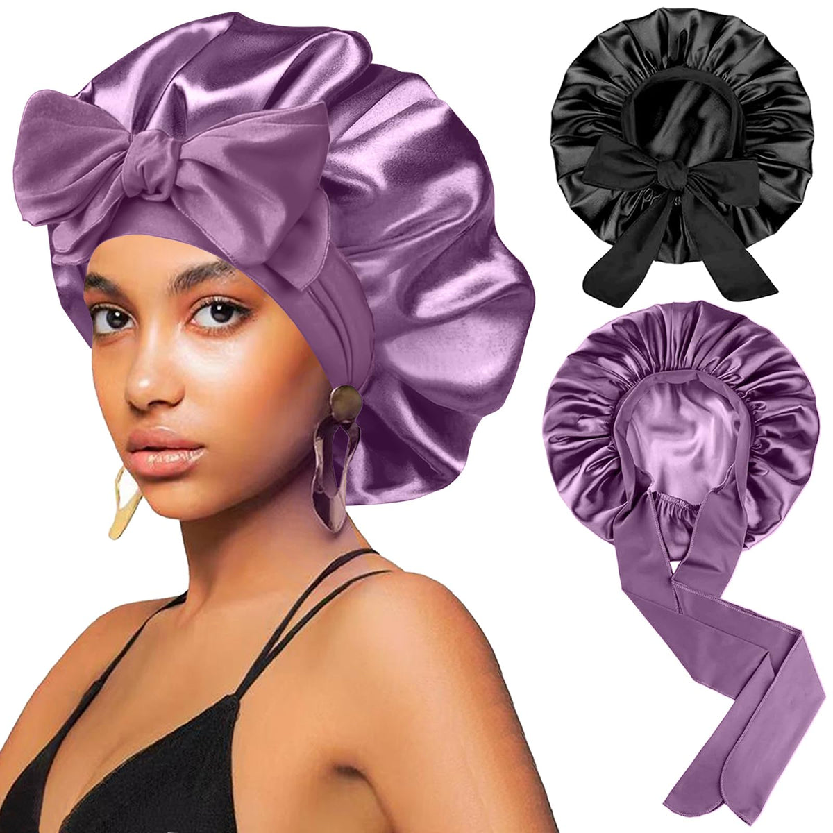 Bonete FIRSTPELLA de seda para dormir protege el cabello mientras descansa.