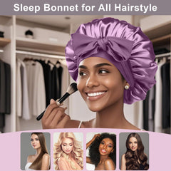 Bonete satinado FIRSTPELLA para cabello rizado reduce la fricción nocturna.