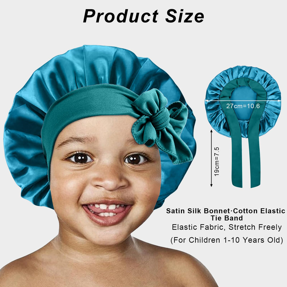 Gorro FIRSTPELLA de satén negro, suave y transpirable, protege el peinado nocturno de los niños.