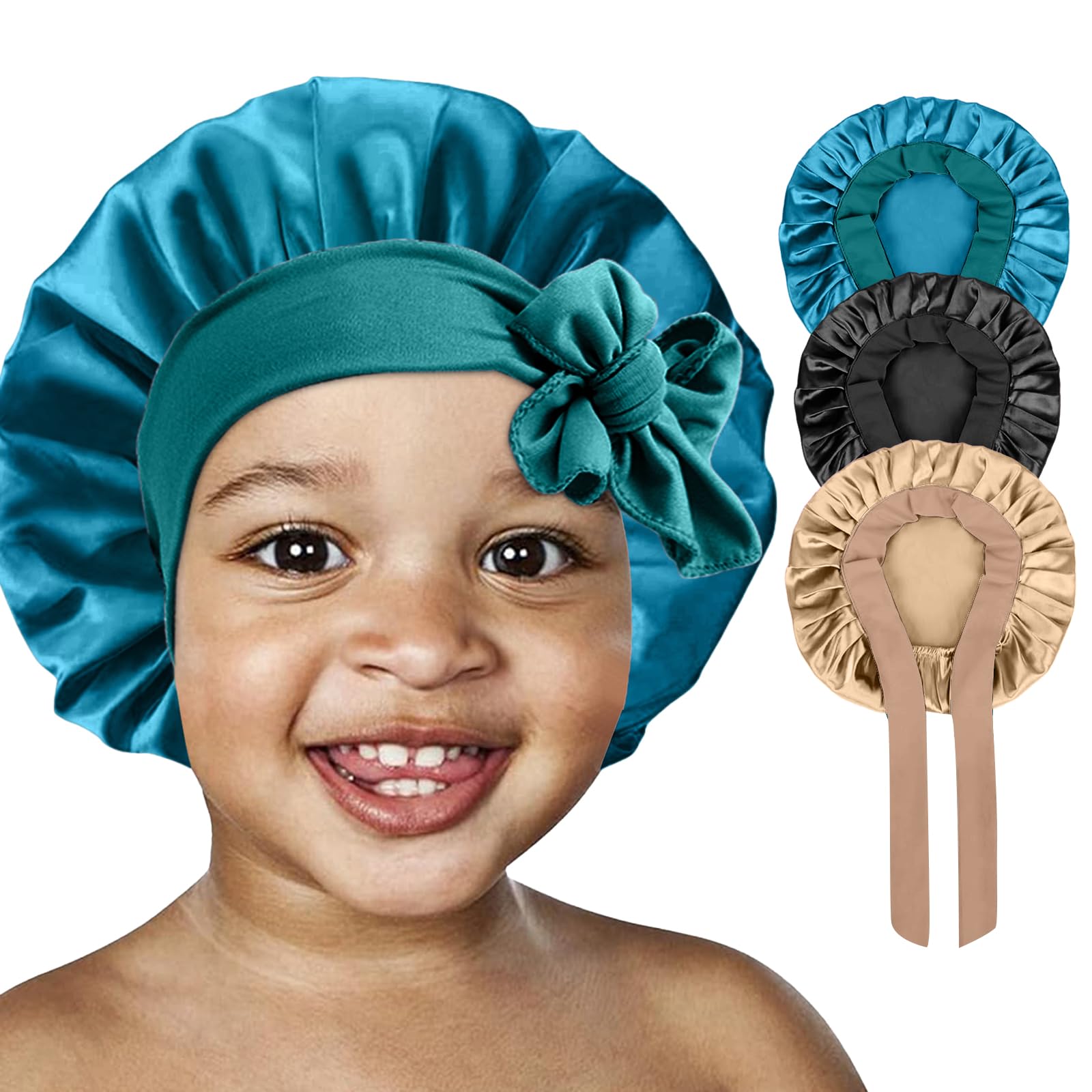 Gorro de satén FIRSTPELLA para niños en tres colores, combina con cualquier pijama y estilo.