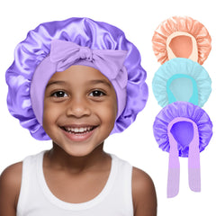 Gorro de satén FIRSTPELLA para niños en violeta, protege el cabello al dormir
