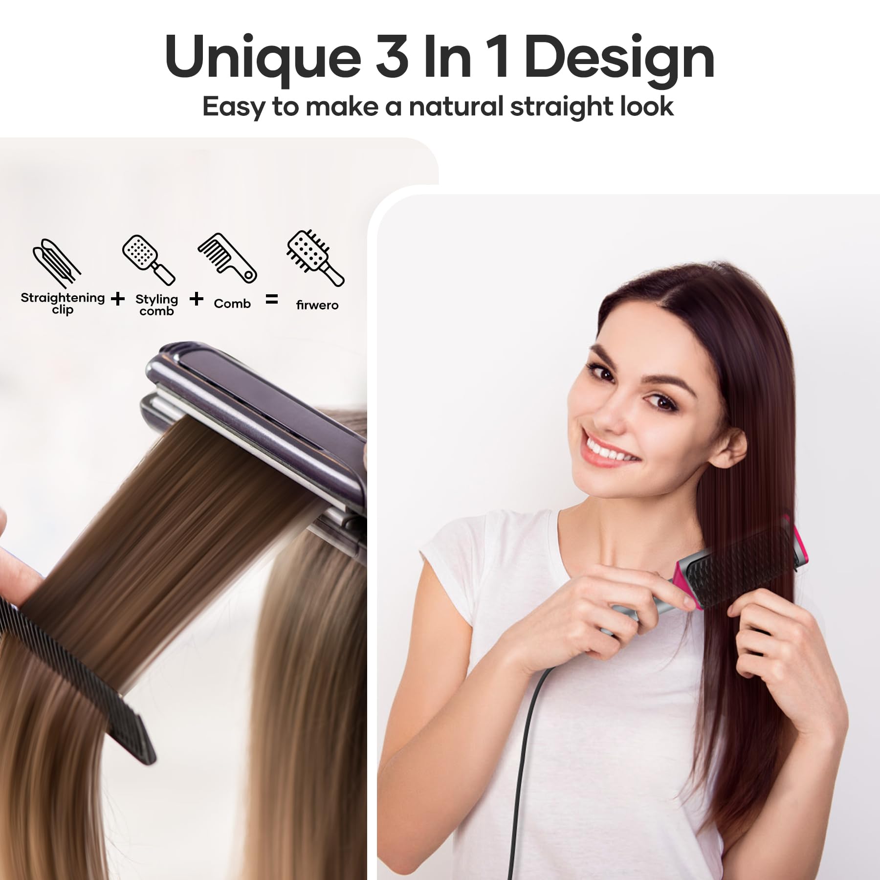 Firwero diseño ergonómico que facilita el peinado prolongado.