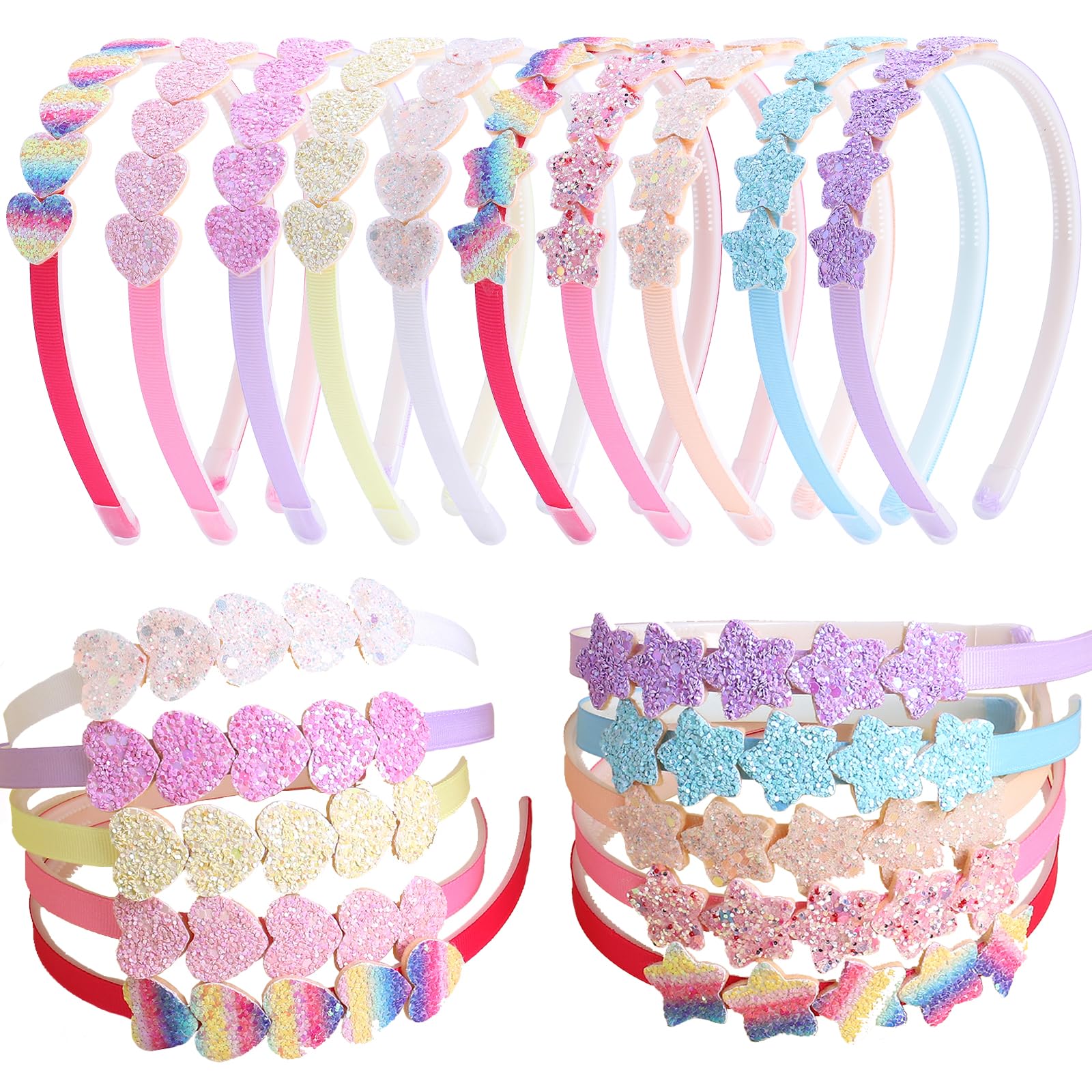 Diadema Fishdown para niñas con arcoíris y brillo, ideal para sesiones de fotos.