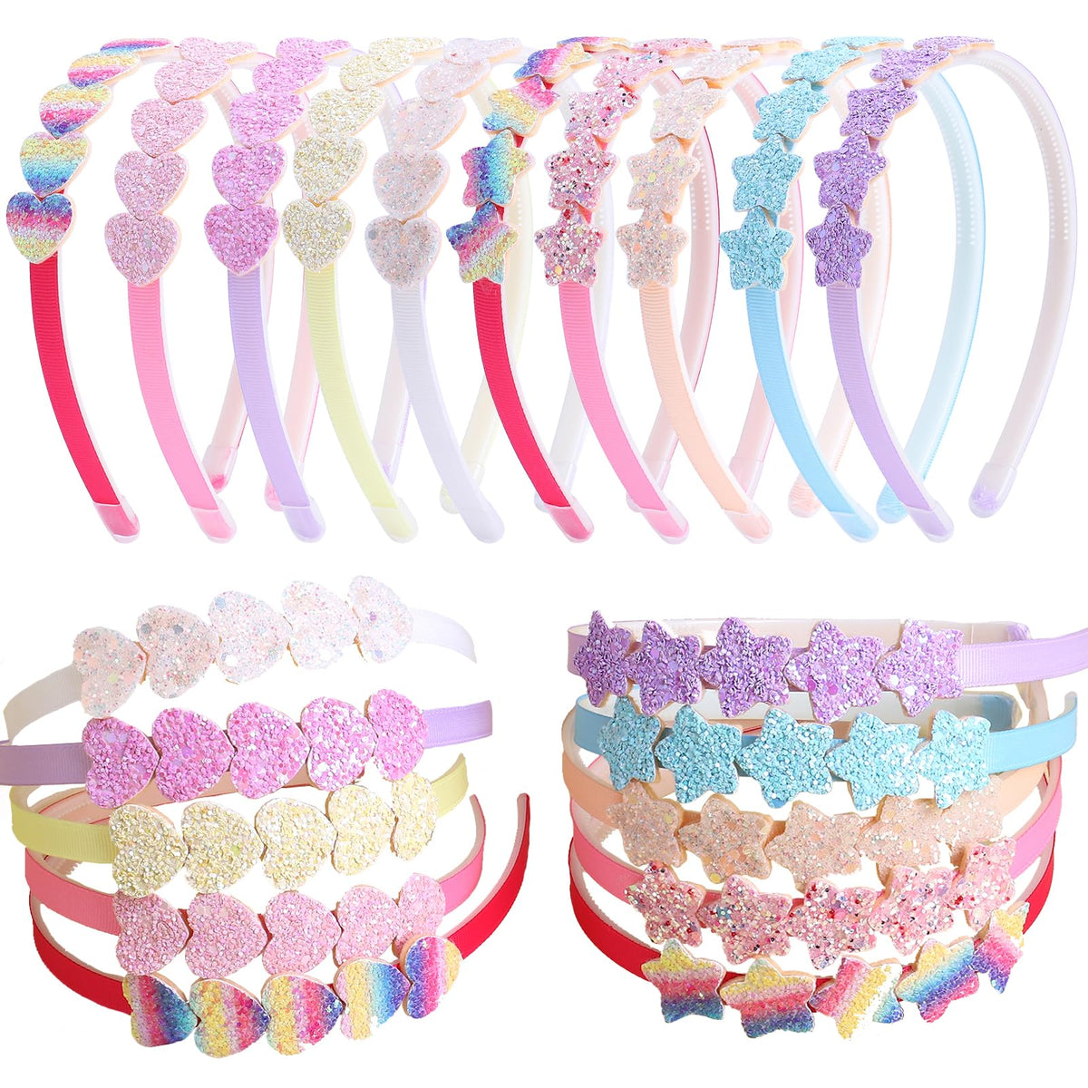Diadema Fishdown para niñas con arcoíris y brillo, ideal para sesiones de fotos.