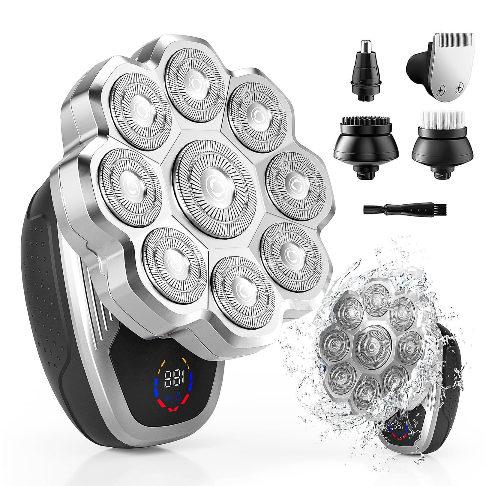FITECHZY electric razor with 9D floating head contours the scalp for a smooth shave