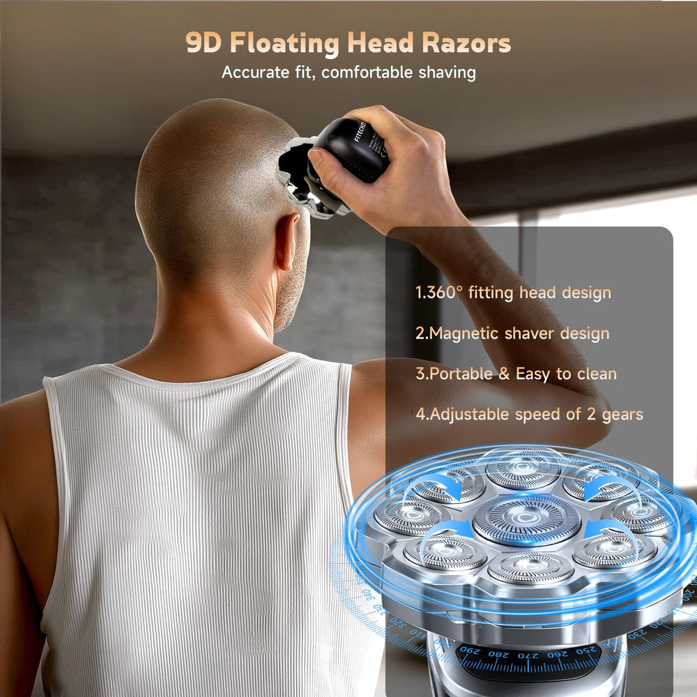 FITECHZY shaver shows magnetic detachable head for easy cleaning