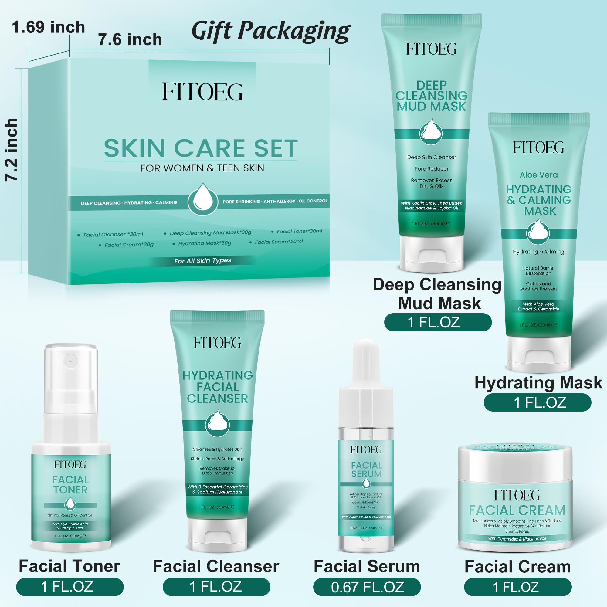 FITOEG set de cuidado de piel para adolescentes y mujeres