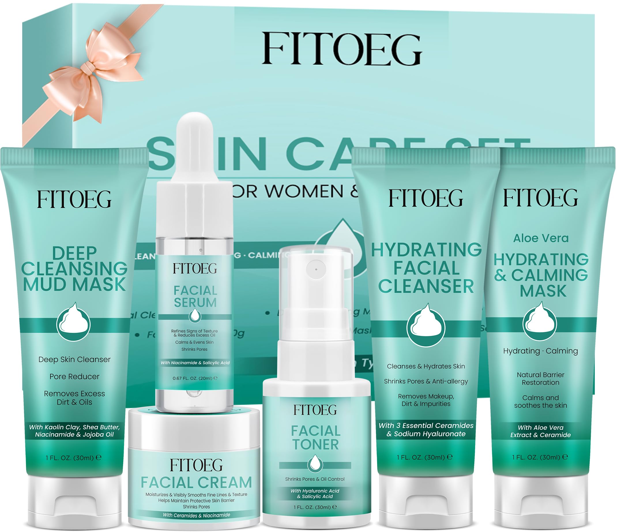 FITOEG limpieza facial con botella para piel limpia y fresca