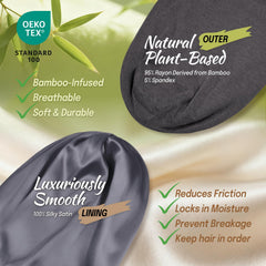 Bonete satin grande Fittia para dormir, ideal para mantener la humedad y reducir frizz.