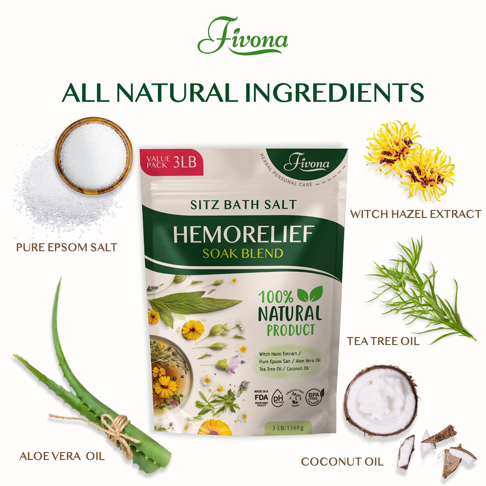 Sitz Bath de FIVONA con aceite de árbol de té para aroma suave.