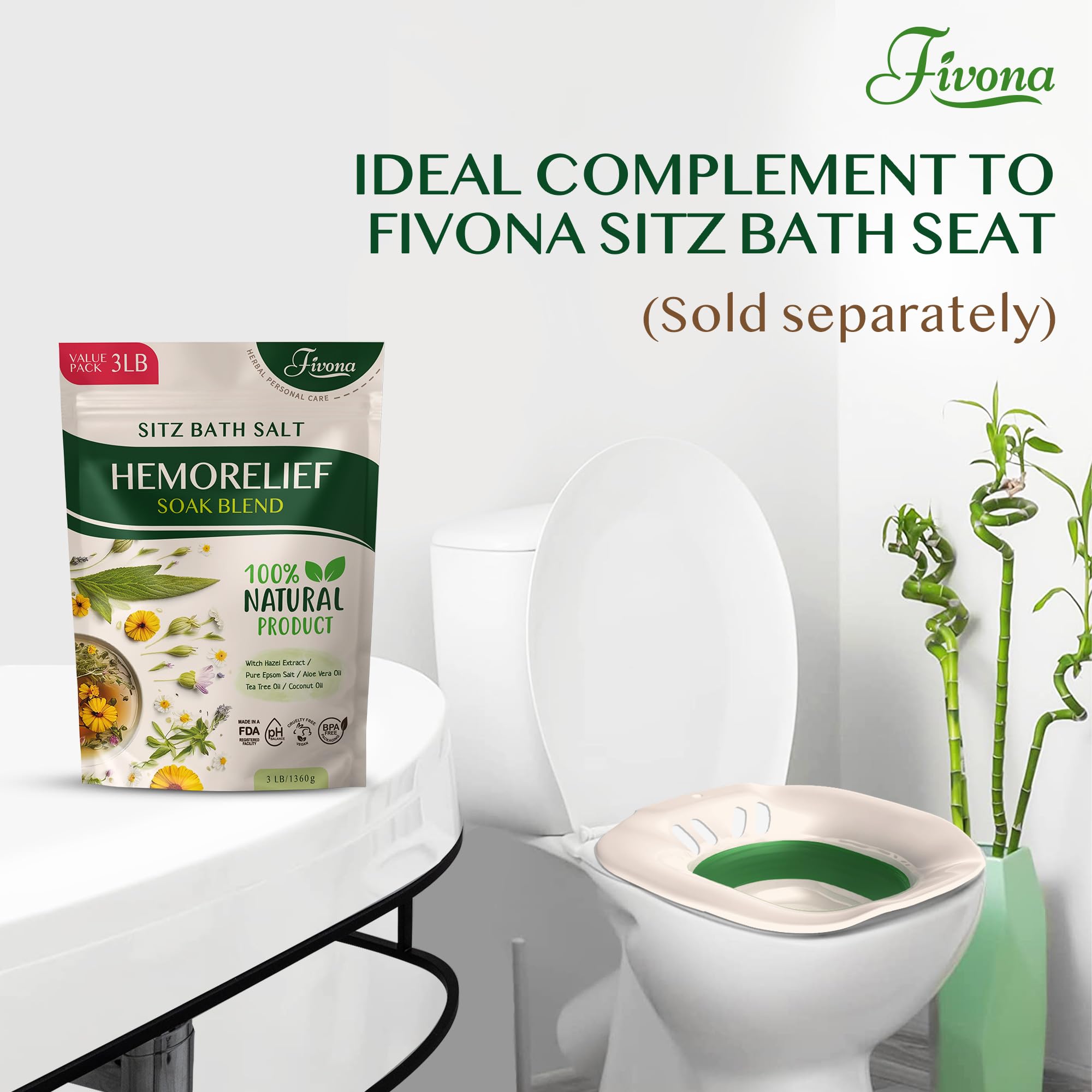 Sitz Bath de FIVONA con extracto de hamamelis para confort ligero.