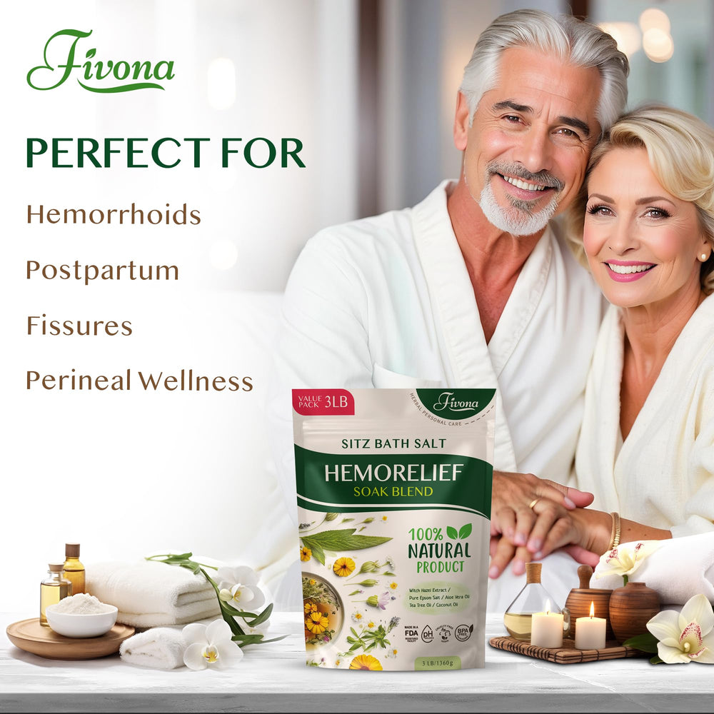 Sitz Bath de FIVONA con ingredientes clave para uso frecuente.