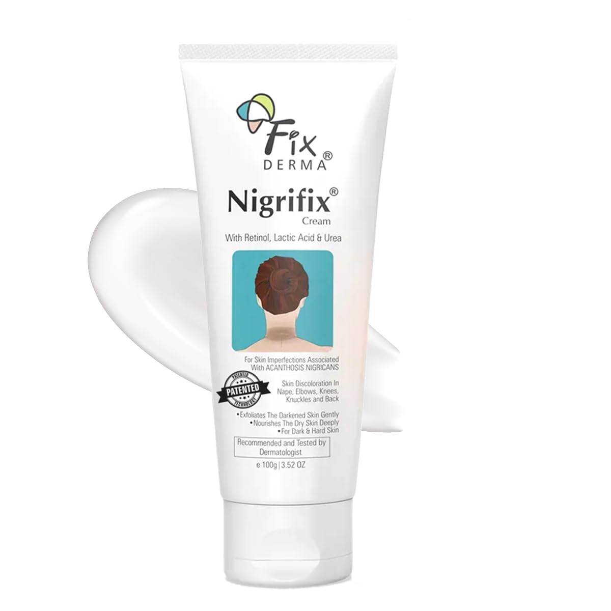 FixDerma Nigrifix crème en flacon 104ml offrant une hydratation durable pour zones sensibles.