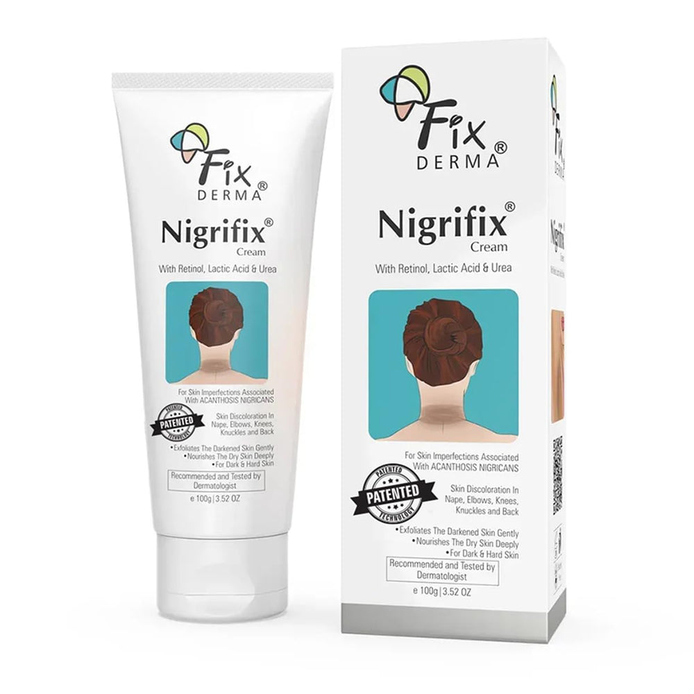 FixDerma Nigrifix crème testée dermatologiquement pour une utilisation sur le corps.