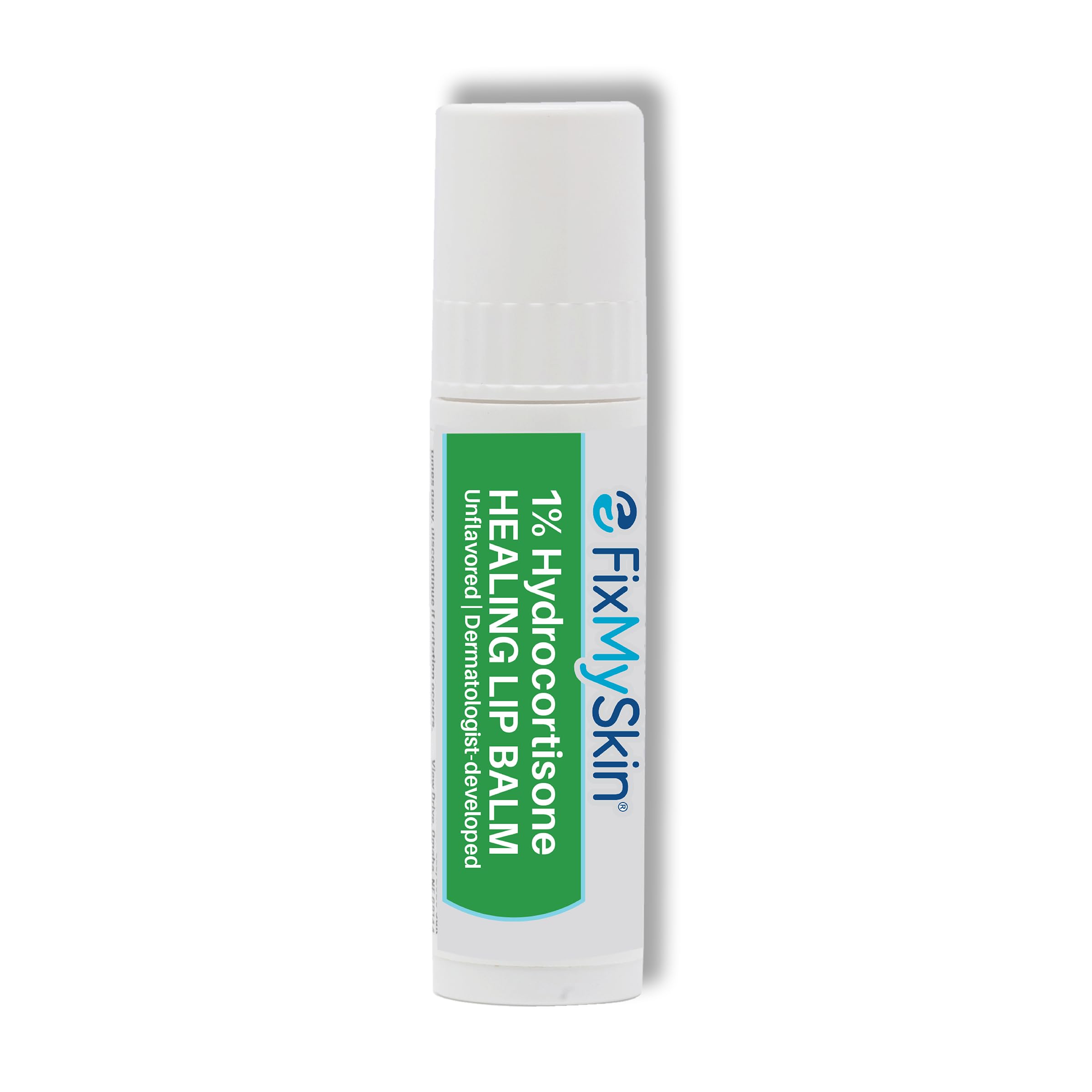 FixMySkin bálsamo labial 1% hidrocortisona, curación rápida para labios resecos y agrietados.