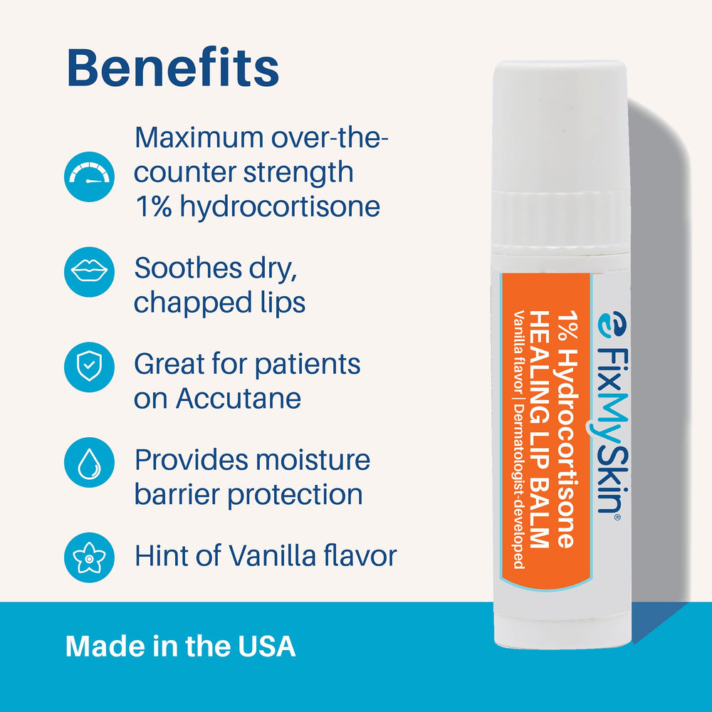 Envase portátil de FixMySkin bálsamo labial, ideal para viaje.