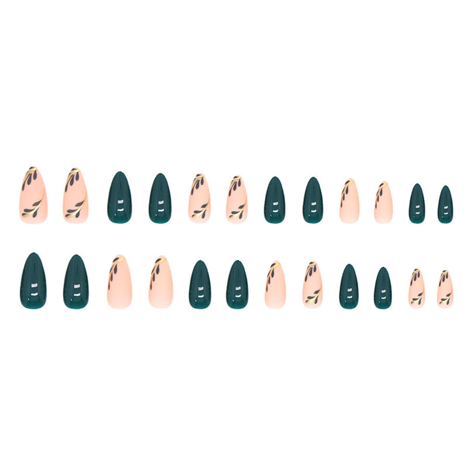 FJSMTOPl paquete con 24 uñas y pegamento gel para manicura rápida.