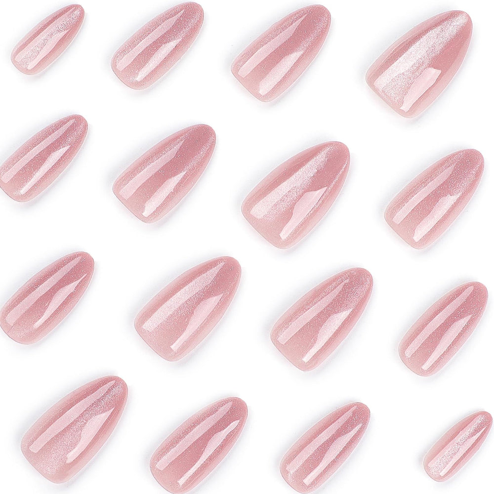 FJSMTOPl uñas cobertura total almendra rosa para acabado uniforme
