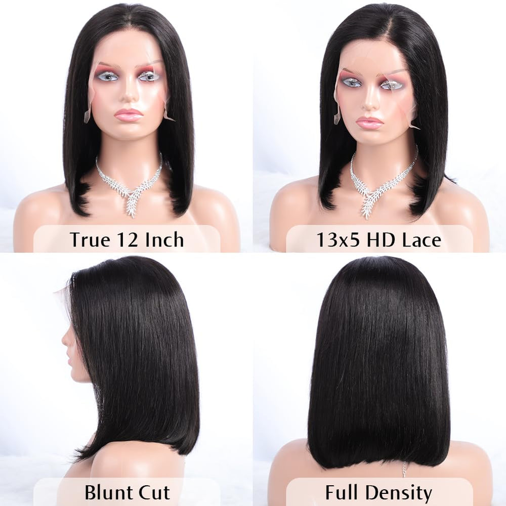 Flady bob wig 13x4 front lace edges blend with skin