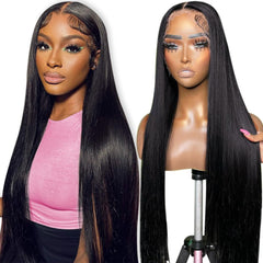 Peluca Flady frontal con encaje HD liso 28in, apariencia natural