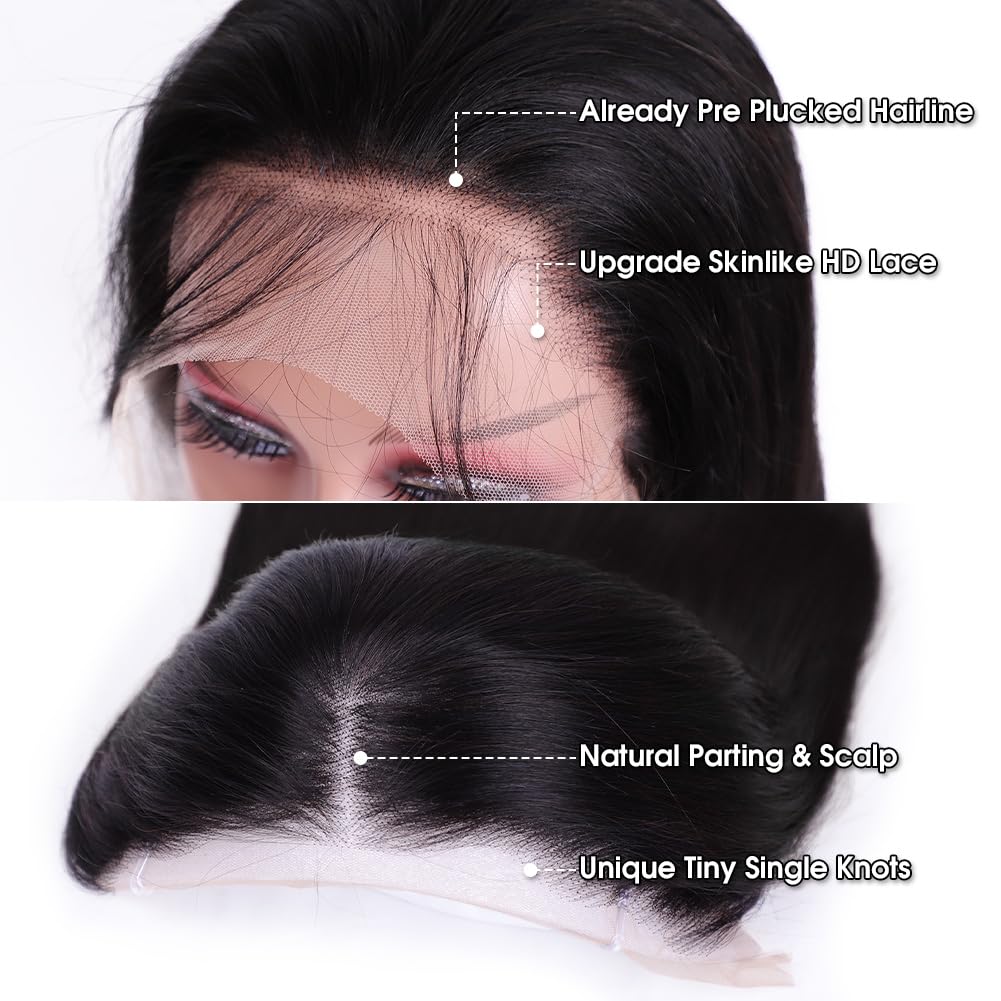 Peluca Flady frontal con encaje transparente HD, línea natural