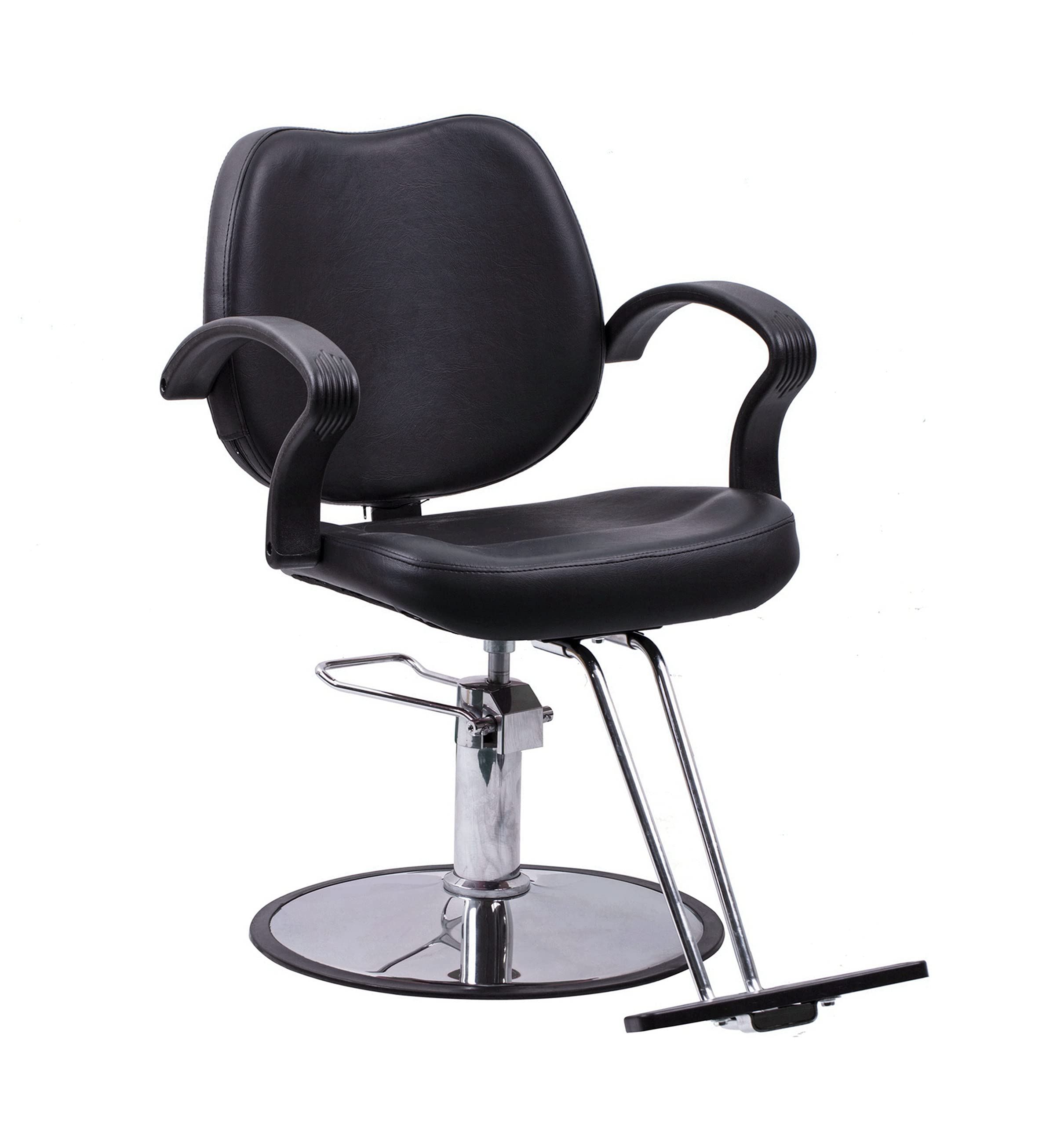 FlagBeauty silla de peluquería negra con base giratoria para mayor movilidad durante el servicio.