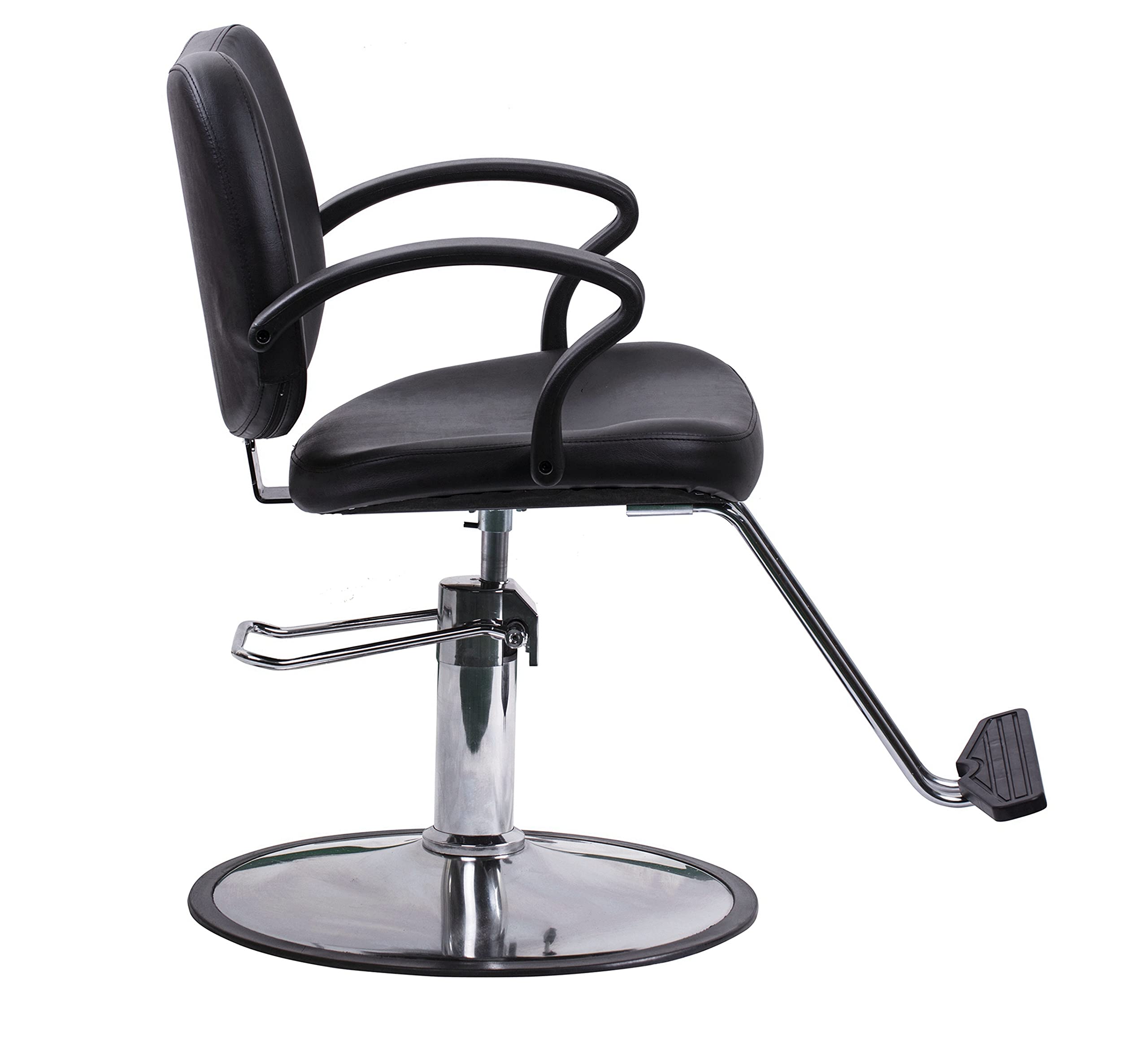 FlagBeauty silla de peluquería negra con respaldo ergonómico para confort en sesiones prolongadas.